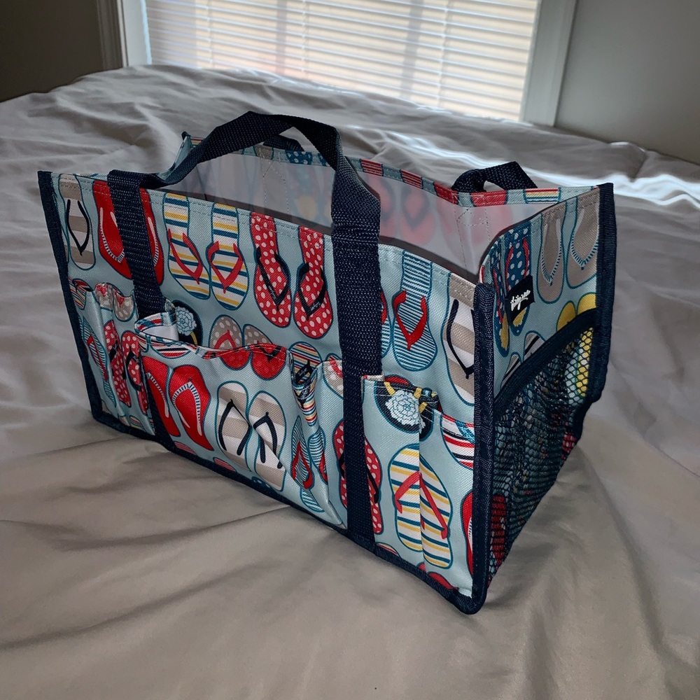 Thirty-One Tote Bag with Flip-Flop Design in Red, Blue, and White